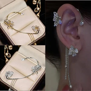 Clip Schmuck Quaste Ohr Schmetterling Blatt Ohrring Wickel nicht Piercing Zirkon Manschette - Bild 1 von 15
