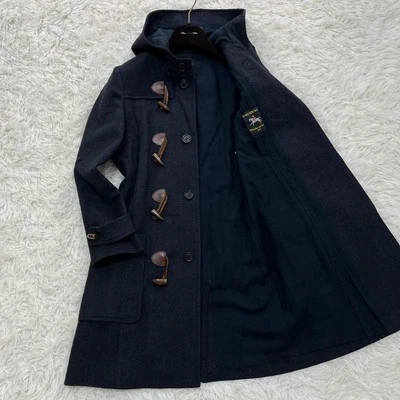 A.P.C. Wool Duffle Coat Herringbone Leather Black Cowhide 100% Wool Men's U4829 - Image 1 of 4