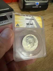 JFK Vintage Silver Coin ANACS MS64 Half Dollar John F. Kennedy President 1969-D - Picture 1 of 24