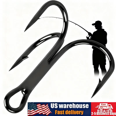 100PCS Carbon Steel Fishing Hook Sharp Treble Hooks Size 2 4 6 8 10 12 1.0 2.0  - Image 1 of 4