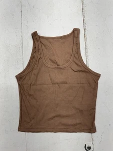 Dazy Solid Brown Ribbed Sleeveless Tank Top Womens Size Large - Picture 1 of 5
