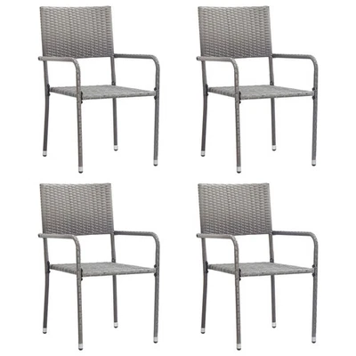 Garden Dining Chair Set of 4 Grey PE rattan, steel Standard - Image 1 of 4