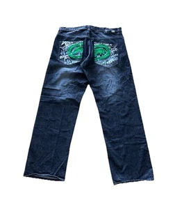 Vintage Y2K Ecko Unltd Baggy Denim Jeans Graphic Embroidery Graffiti Men Size 38 - Picture 1 of 9