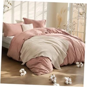 5 PCS Cotton Comforter Set with Waffle Throw Blanket - Soft Breathable - Picture 1 of 8