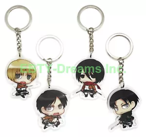 Set 4 Portachiavi Attack On Titan Anime Acrilico Mikasa Ackerman Eren Armin Levi - Foto 1 di 2