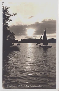 Suecia Estocolmo Solnedgang i Skargarden Vintage RPPC B185 - Imagen 1 de 2