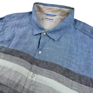 Camicia Tommy Bahama lino uomo XL righe manica lunga multicolore bottoni spiaggia - Foto 1 di 11