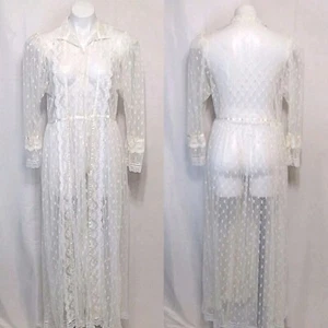Gunne Sax Jessica McClintock Vtg Mutton Sleeves Sheer Lace Nightgown Maxi Dress  - Picture 1 of 13