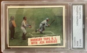1961 Topps #404 Baseball Thrills, Hornsby Tops N.L With .424 Average FGS 9
