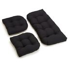 U-Shaped Twill Tufted Settee Cushion Set (Set of 3) - Black