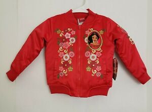 Disney Elena of Avalor Girls Puffy Satin Childs Jacket Red Multi-Color Size 3T