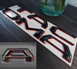 Double Layer 3D Letters Inserts fits 2016-2023 Tacoma Tailgate Black Red Outline - Picture 1 of 2