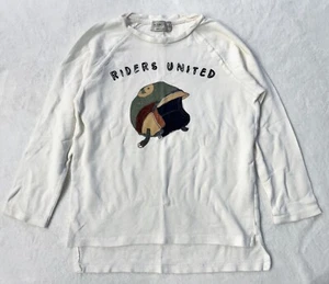 ZARA Youth Kids Boys Motorcycle Helmet Long Sleeve T-Shirt Off White Sz 8 - Picture 1 of 4
