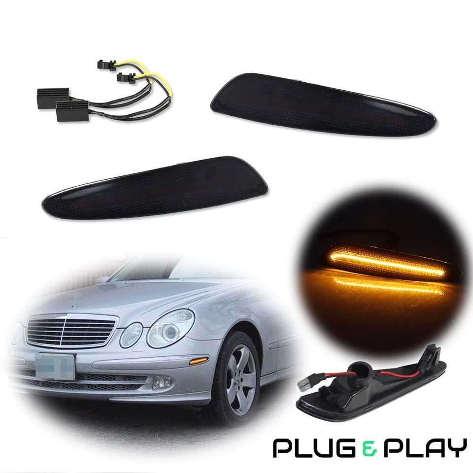 Lámparas marcadoras laterales delanteras LED ámbar lente humo para Mercedes Benz W211 clase E 03-06 Foto 1 de 4