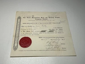 1908 The South Metropolitan Brick & Building Company Ltd Share Certificate - Picture 1 of 3