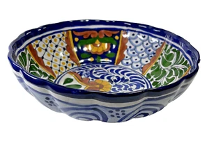 TALAVERA FÜR TIERRA FINA mexikanische Keramik handbemalt Blumen Servierschale 10 Zoll - Bild 1 von 6