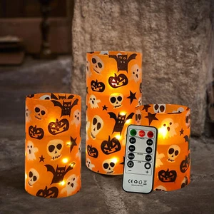 LED Halloween Calavera 4"5"6" Pilar Velas Con Control Remoto - Funciona con Batería - Imagen 1 de 8