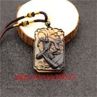 Monkey King Ox Horn Carved Natural Amulet Pendant Necklace Charm Jewelry Gifts