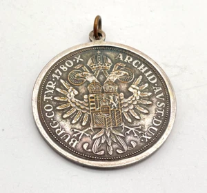 MARIA TERESA TALER PLATA TALER MONEDA MEDALLA COLGANTE CADENA - Imagen 1 de 4