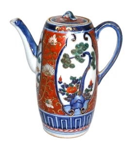 Antike japanische Imari Porzellan kleine heiße Schokolade Kanne m. Blumenmotiv (Kai) - Bild 1 von 12