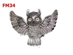 steampunk silver fridge magnet flying owl #FM34 - Picture 1 of 4