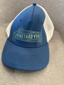 Vineyard Vines Blue White Snapback Mesh Hat Green Unisex Tropical Flowers - Picture 1 of 6