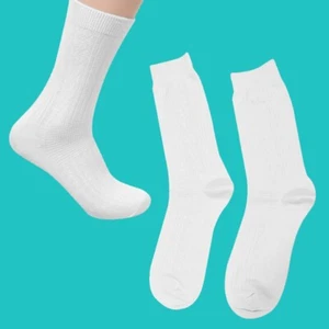 5 pairs Korean fashion men's solid white plain long socks - Picture 1 of 7
