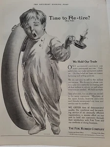1914 Fisk Rubber Company Reifen Samstag Abend Post Druck Anzeige Chicopee Kleinkind - Bild 1 von 2