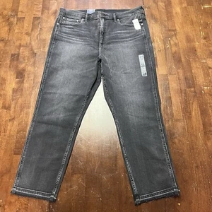 GAP Women's Sky High Rise Vintage Slim Jeans NWT Black Fade Sz 34/18 (37x27) Raw - Picture 1 of 11