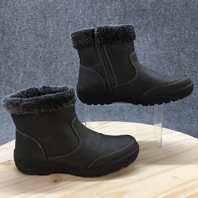 Khombu Winter Snow Boots Womens 8 Addison Gray Faux Leather Round Faux Fur Zip - Image 1 of 4