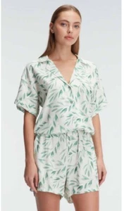 Women's Viscose Short Sleeve Rolled Up, Button Up Two-Piece Pajama Loungewear - Picture 1 of 3