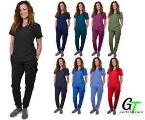 GT Performance Women's Scrub Set V-Neck top and Jogger Pant - Picture 1 of 122