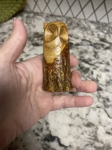 MCM Vintage handgeschnitztes Holz Eule Schmuck Regal Sitter - Bild 1 von 7