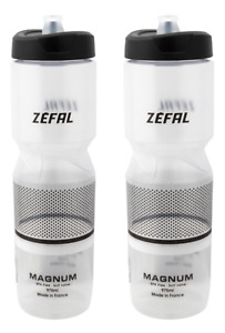 2-Pack Zefal Magnum 33oz 975ml Clear Bike Water Bottles BPA Free Dishwasher Safe