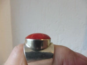 schöner ,alter Ring  , 925 Silber mit schönem ,großem, rötlichem Stein  ! - Bild 1 von 7