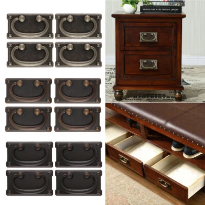 4PCS Antique Bronze Drawer Ring Pull Handles Shabby Chic Drop Ring Pull Handles - Image 1 of 4
