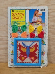 Kit telaio e cuciture rapide cuciture vintage per bambini 1992 fiore arcobaleno farfalla - Foto 1 di 8