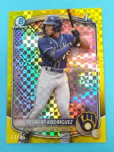2025 Bowman Cromo YOPHERY RODRIGUEZ BCP-36 1° Prospetto Giallo X Frattore 33/75 - Foto 1 di 2