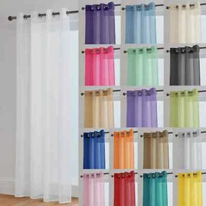 EYELET RING Top Single Plain Voile Net Curtain Sheer Panels FAST DELIVERY - Picture 1 of 14