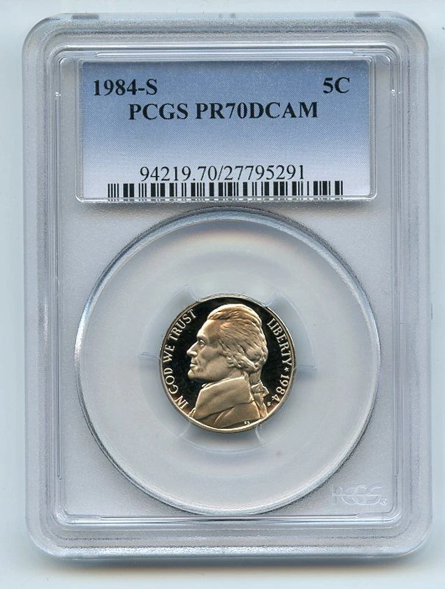 1984 S 5C Jefferson à prova de níquel PCGS PR70DCAM - Imagem 1 de 1