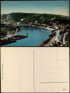 Aussig Ústí nad Labem (Ustji, Ustjiss) ciudad, puerto, estación 1914 - Imagen 1 de 3