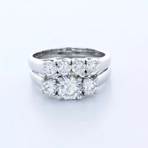 14K Gold Engagement Ring Set Trellis 1.92 Carat Round Lab-Grown Diamond D VS2 - Picture 1 of 5