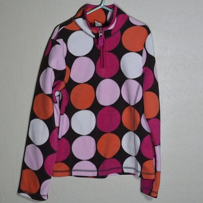 Old Navy Fleece Jacket Size Med 8 Polka Dot 1/4 Zip Pull Over Girls Youth Pink - Image 1 of 4