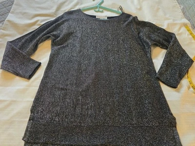 Женский SZ M MICHAEL KORS черный серебряный блестящий легкий свитер новый с ярлыками - Изображение 1 из 4