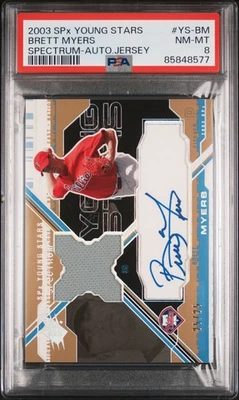 Camiseta deportiva SPx 2003 - Young Stars autógrafa Spectrum Brett Myers #YS-BM/25 PSA 8 Foto 1 de 3