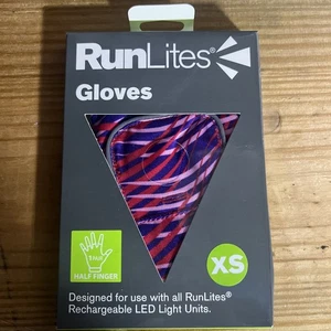 RunLites Pink Purple Striped Half Finger Running Glove Size XS With Lights - Picture 1 of 9