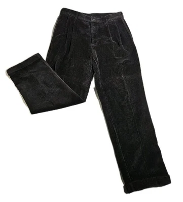 Брюки Jos A Bank вельветовые черные плиссированные с манжетами средняя посадка 100% хлопок 35 X30  - Изображение 1 из 4