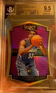 2015 Select Karl-Anthony Towns Purple Prizm Rookie #59/99 BGS 9.5 Gem Min Knicks - Picture 1 of 4