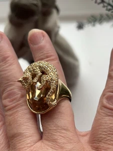 NOEMI Golden Ring Italian Creation with Swarovski elements Size small - Picture 1 of 12
