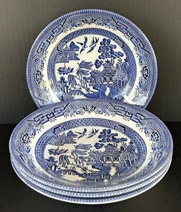 Set di 4 zuppiere Churchill Blue Willow Coupe 8" - Foto 1 di 11